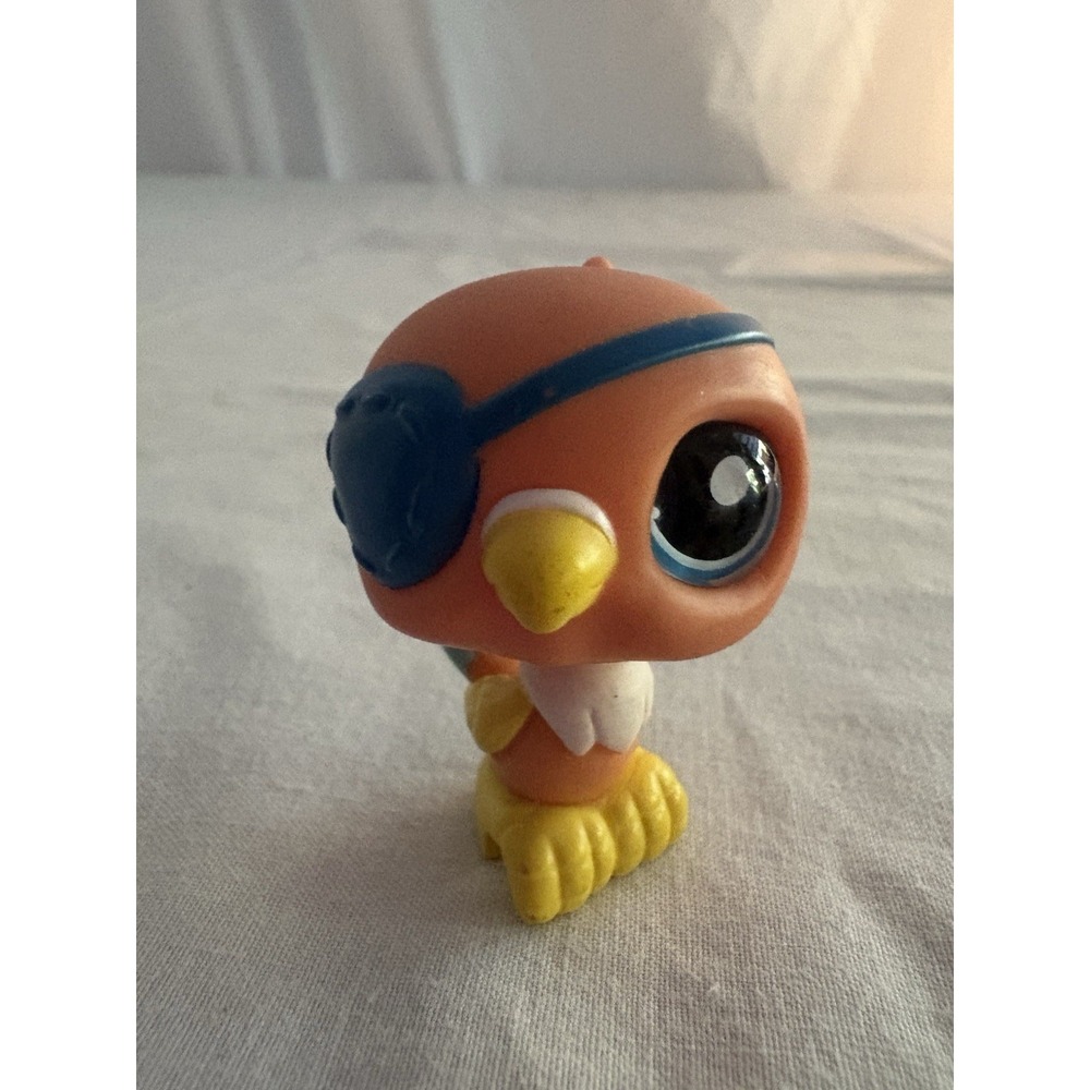 Littlest Pet Shop Bird Pirate Glass Eye Parrot #882 Orange